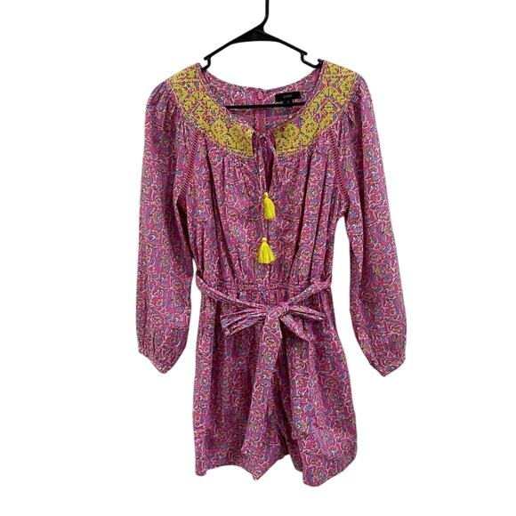 J.Crew Nicola Embroidered Pink Long Sleeve Cotton Tassel Romper AP193 Size 4 - Picture 2 of 13